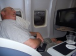Yer man stretching out in 1st class after an upgrade :-)
